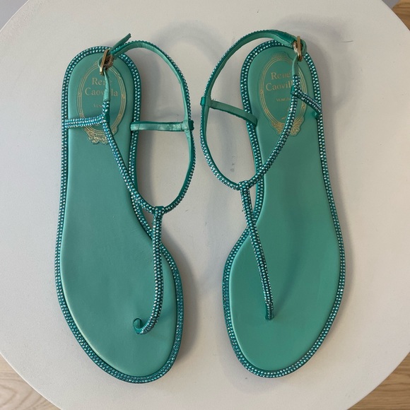 Authentic Rene Caovilla Diana Embellished Ankle Strap Sandals - Picture 1 of 5